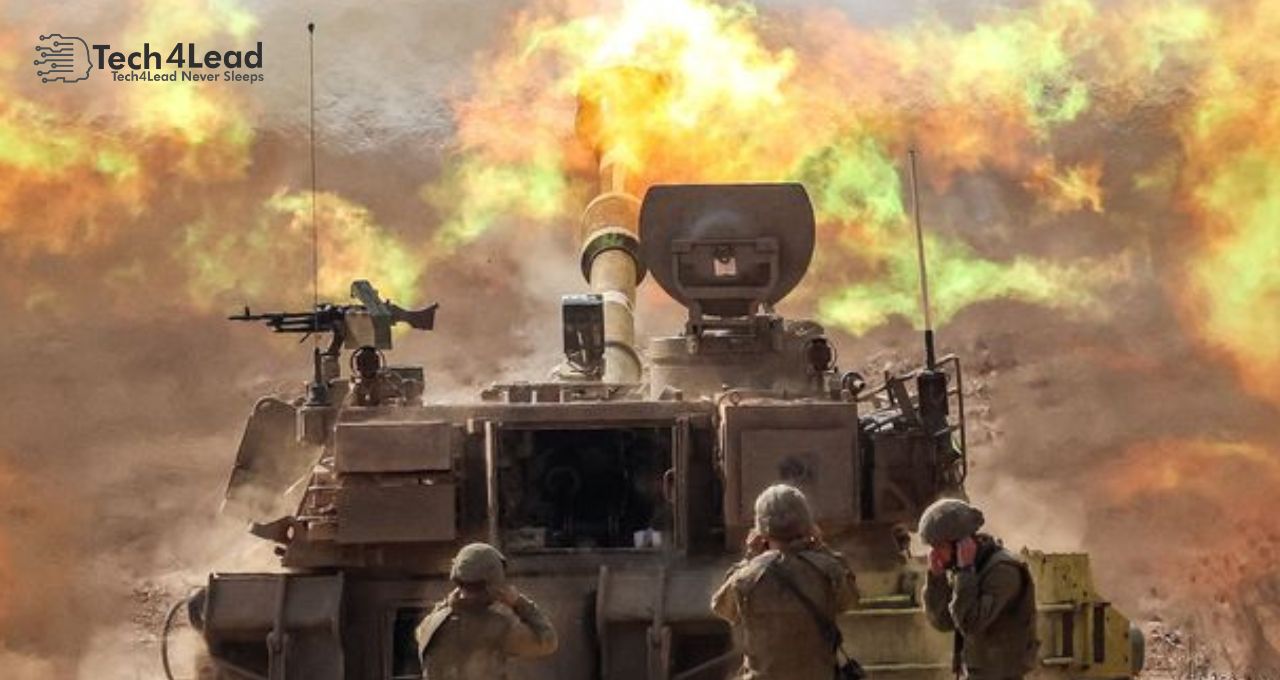 An Israeli army self-propelled howitzer fired rounds near the border with Gaza in southern Israel on Wednesday